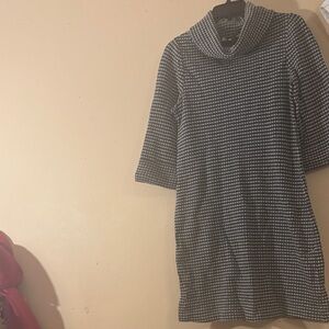 Tibi Gray and Black Patterned Midi Dress